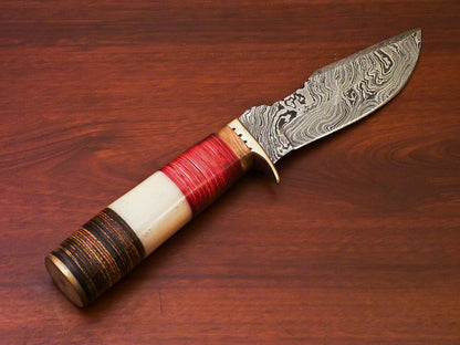 HS-520 Custom Handmade Damascus Hunting Blade Knife With Natural & Hard Wood Handle