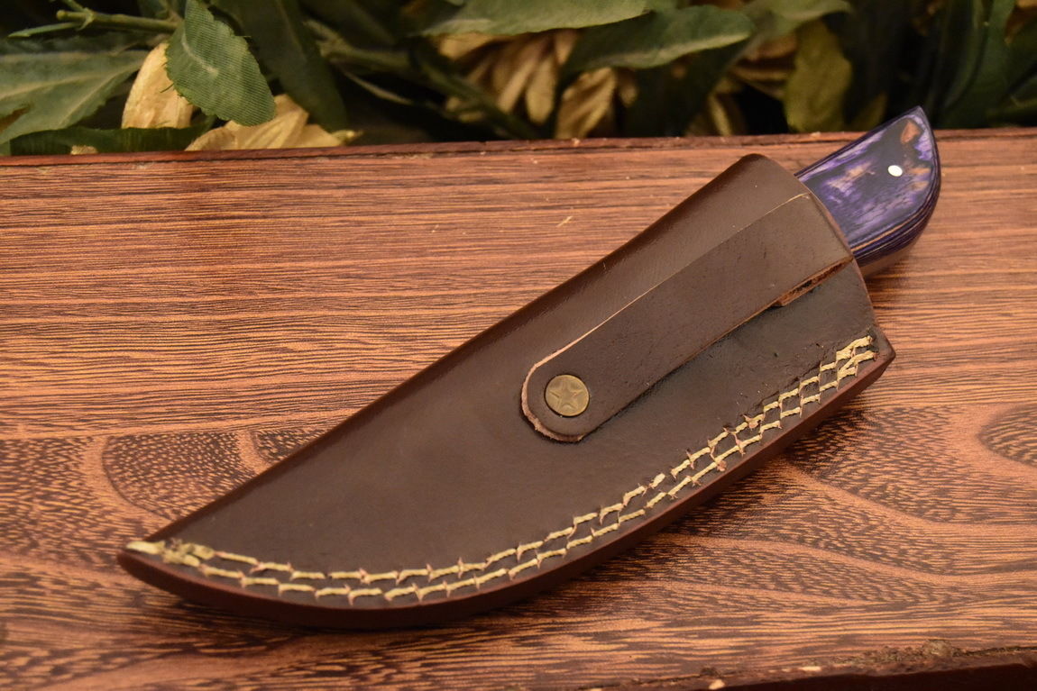 HS-829 Custom Handmade Damascus Skinner Knife With Hard Wood Handle