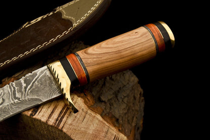 HS-882 Custom Handmade Damascus Kukri Knife With Wood Handle