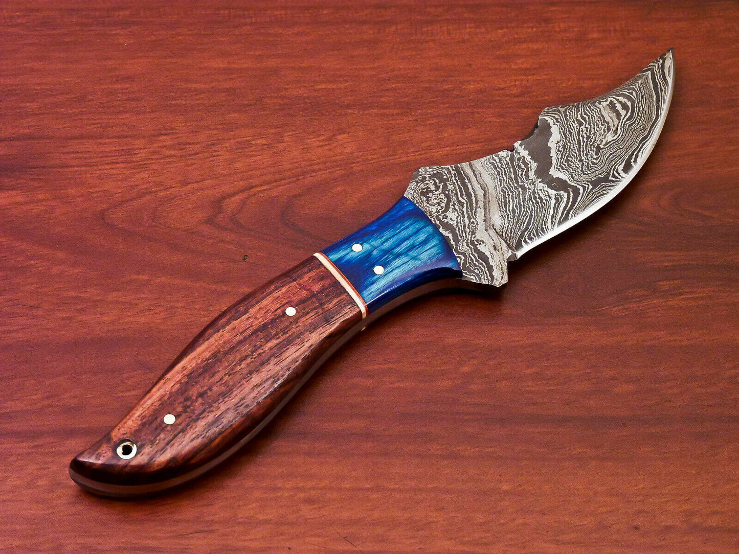 HS-817 Custom Handmade Damascus Skinner Knife With Hard Wood Handle