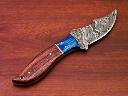 HS-817 Custom Handmade Damascus Skinner Knife With Hard Wood Handle