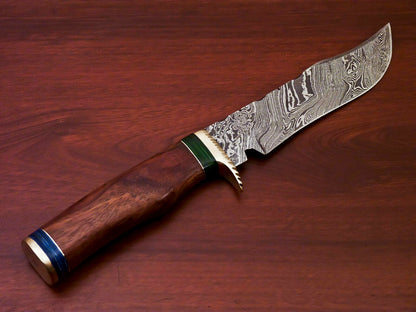 HS-524 Custom Handmade Damascus Hunting Knife Blade With Natural Wood Handle