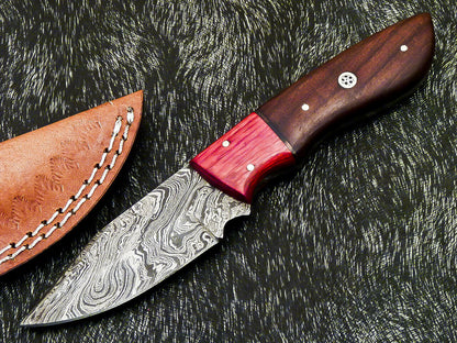 HS-580 Custom Hand Forged Damascus Steel 8" Hunting Knife -Pakka & Natural Wood
