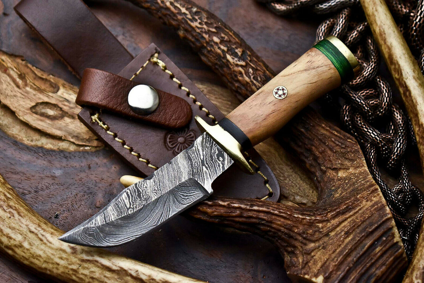 HS-710 Custom Handmade Damascus Steel Skinner Knife - BeautifulWood Handle