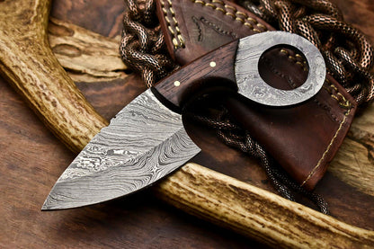 HS-678 Custom Handmade Damascus Steel Skinner Knife - Beautiful Wood Handle