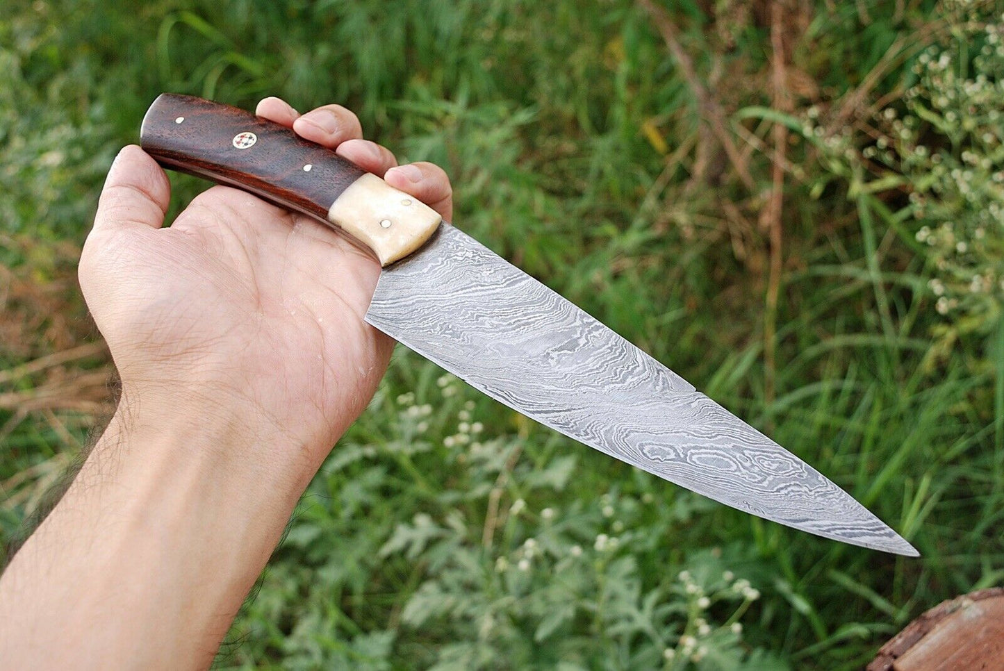 HS-292 Custom Handmade Damascus Kitchen/Chef Knife - Micarta Handle - Best Price