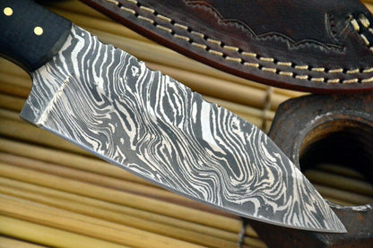 HS-844 Custom Handmade Damascus Skinner Knife With G-10 MicartaHandle