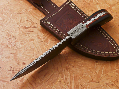 HS-538  Custom Handmade Damascus Hunting Knife With Buffalo Horn Handle