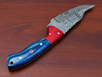 HS-815 Custom Handmade Damascus Skinner Knife With Hard Wood Handle