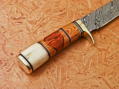 HS-548 Custom Handmade Damascus Hunting Fillet Knife With Hard Wood Handle