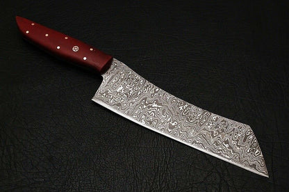 HS-286 Custom Handmade Damascus Kitchen/Chef Knife Cleaver Knife - Micarta Handle - Best Price