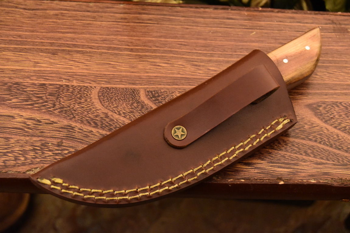 HS-838 Custom Handmade Damascus Skinner Knife With Hard Wood Handle