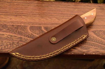HS-838 Custom Handmade Damascus Skinner Knife With Hard Wood Handle