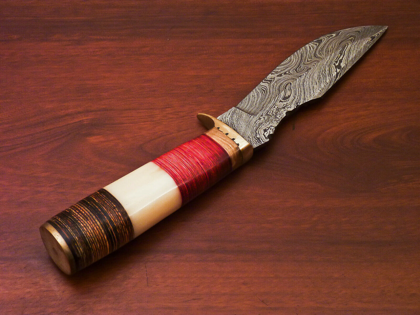 HS-520 Custom Handmade Damascus Hunting Blade Knife With Natural & Hard Wood Handle