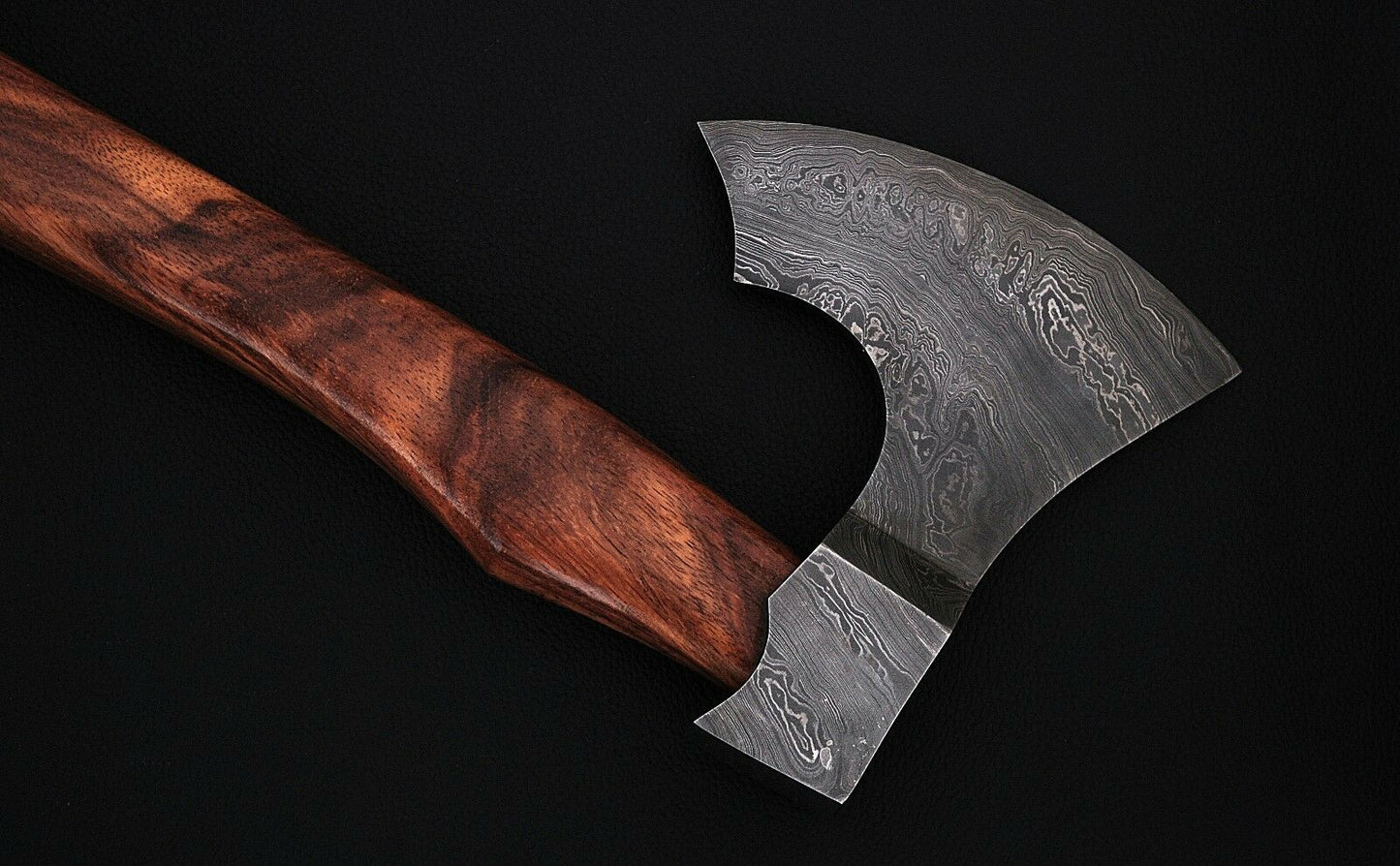 HS-1077 | Custom Handmade Damascus Hand Forged Axe With Rose Wood Handle