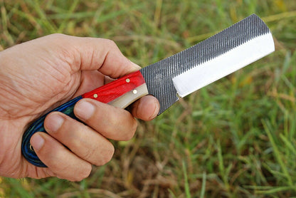 HS-1008 | Custom Handmade Rail Steel Cowboy Bull Cutter Knife With Beautiful Hard Wood And Bone Handle