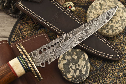 HS-532 Custom Handmade Damascus Fillet Fish Knife With Wood Handle