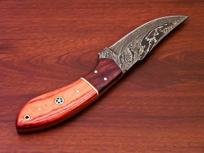 HS-816 Custom Handmade Damascus Skinner Knife With Wood Handle