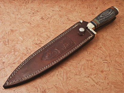 HS-870 Custom Handmade Damascus Dagger Knife With Hard Wood Handle