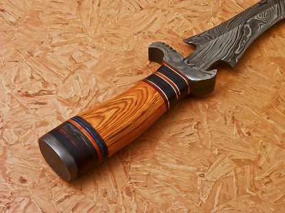 HS-546 Custom Handmade Damascus Hunting Knife With Hard Wood Handle