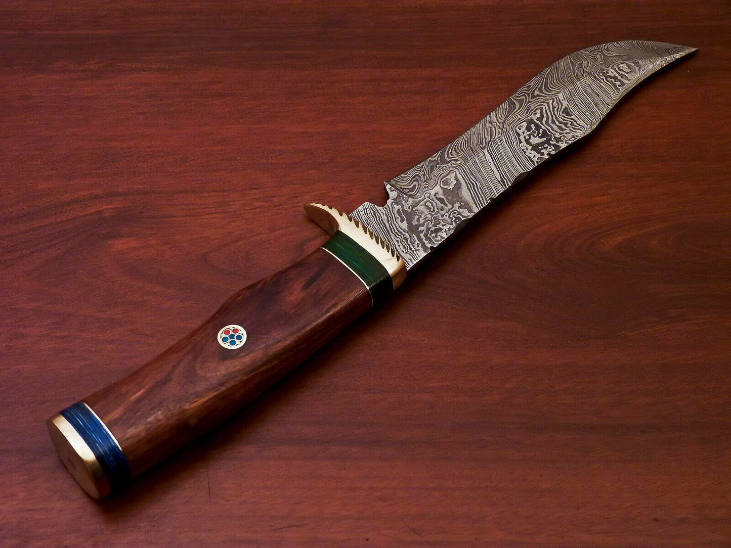 HS-524 Custom Handmade Damascus Hunting Knife Blade With Natural Wood Handle