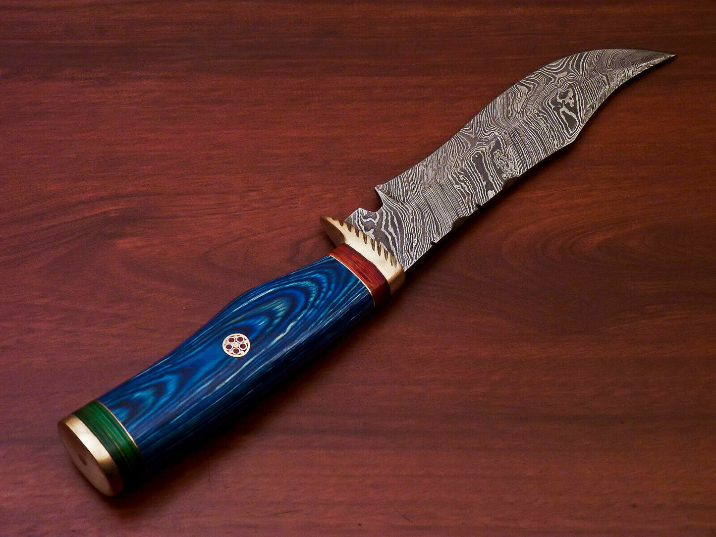 HS-510 Custom Handmade Damascus Hunting Knife With Hard Wood Handle