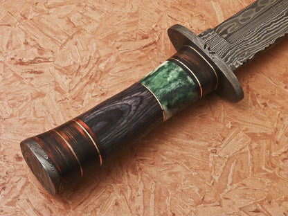HS-542 Custom Handmade Damascus Huting Knife With Hard Wood & Bone Handle