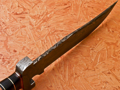 HS-545  Custom Handmade Damascus Hunting Knife With Hard Bone Handle
