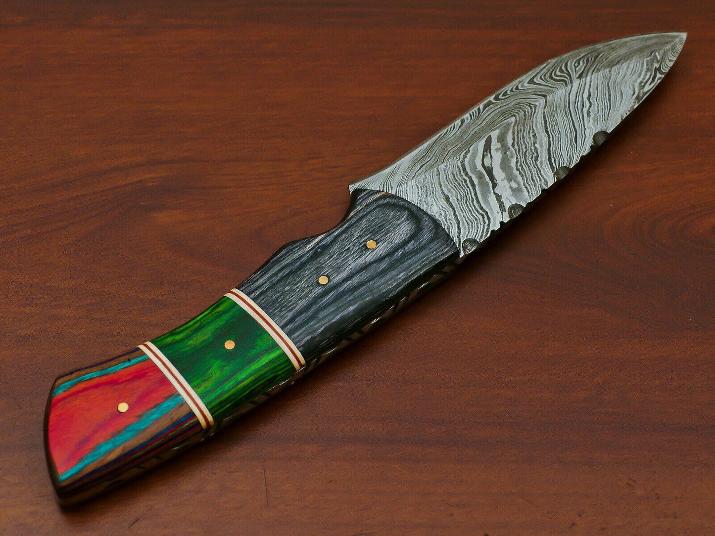 HS-808 Custom Handmade Damascus Skinner Knife With Custom Wood Handle