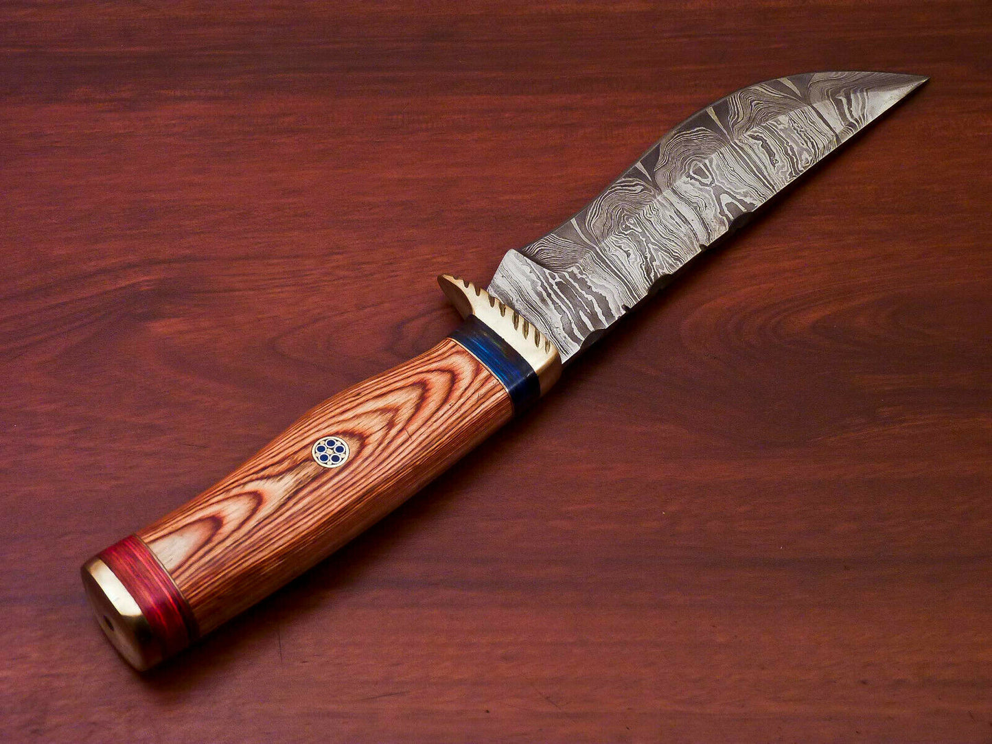 HS-511 Custom Handmade Damascus Hunting Knife With Hard Wood Handle