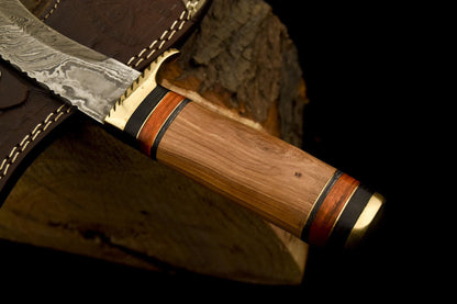 HS-882 Custom Handmade Damascus Kukri Knife With Wood Handle
