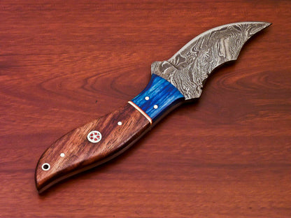 HS-817 Custom Handmade Damascus Skinner Knife With Hard Wood Handle