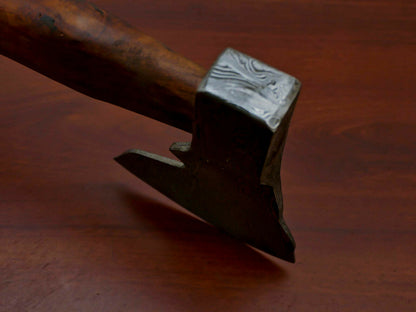 HS-1066 | Custom Handmade Damascus Hand Forged Tomahawk knife, Hatchet, Axe, Integral With Natural Wood