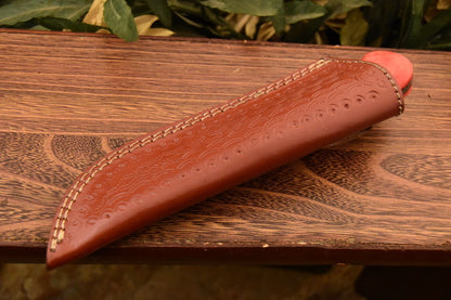 HS-830 Custom Handmade Damascus Skinner Knife With Stained Bone & Hard Wood Handle