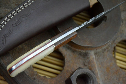 HS-853 Custom Handmade Damascus Skinner Knife With Walnut Wood Handle