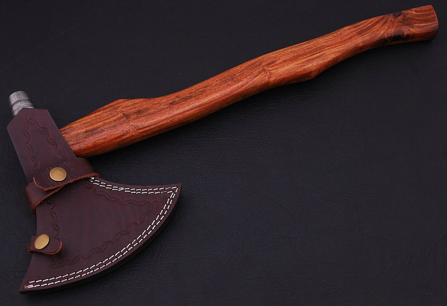 HS-1075 | Custom Handmade Damascus Hand Forged Tomahawk axe With Rose Wood