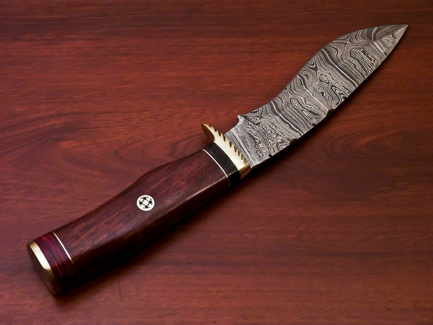 HS-521  Cutlery | Custom Handmade Damascus Hunting/Kukri Knife With Natural Wood Handle