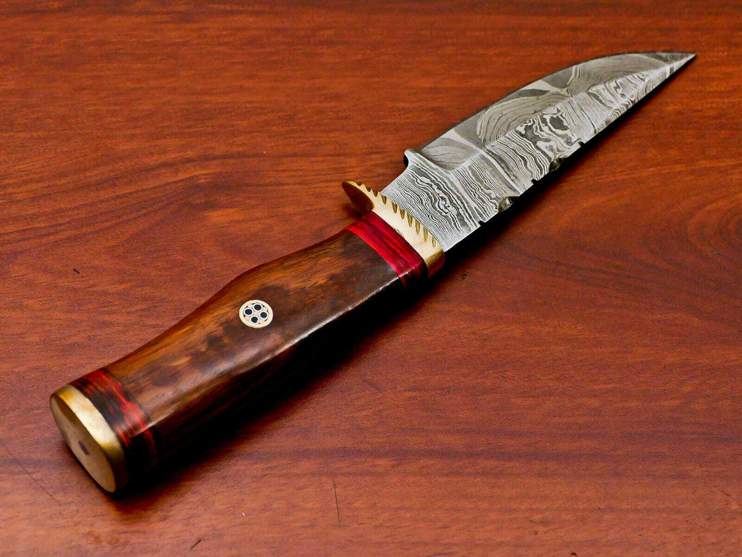 HS-514 Custom Handmade Damascus Hunting Edc Knife With Wood Handle