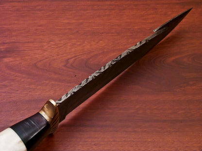 HS-526 Custom Handmade Damascus Hunting Knife Gut Hock Blade With Bone Handle