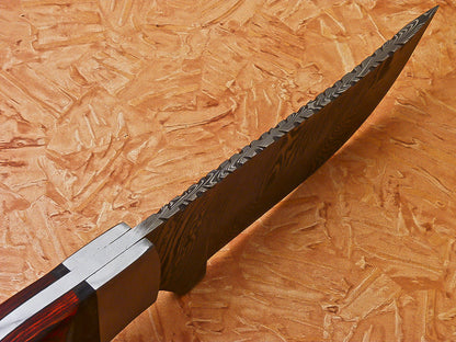 HS-547 Custom Handmade Damascus Hunting  Knife With Hard Wood Handle