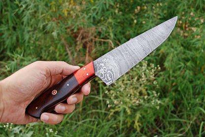 HS-294 Custom Handmade Damascus Kitchen/Chef Knife - Hard Wood Handle - Best Price