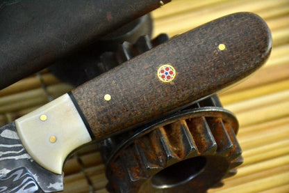 HS-849 Custom Handmade Damascus Skinner Knife - With Walnut Handle