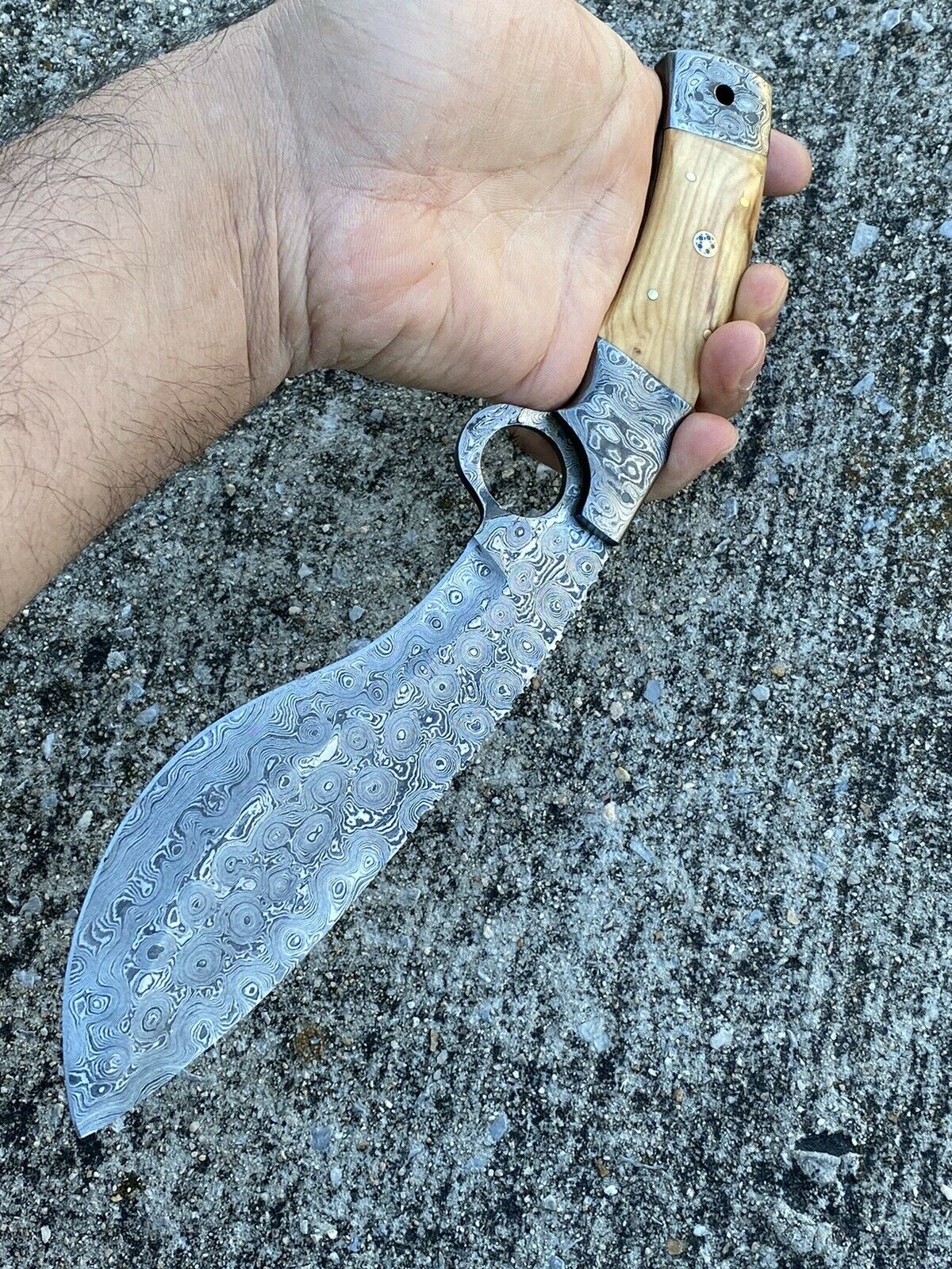 HS-875 Custom Handmade Damascus Steel 12 Inch Kukri Knife - Wood Handle