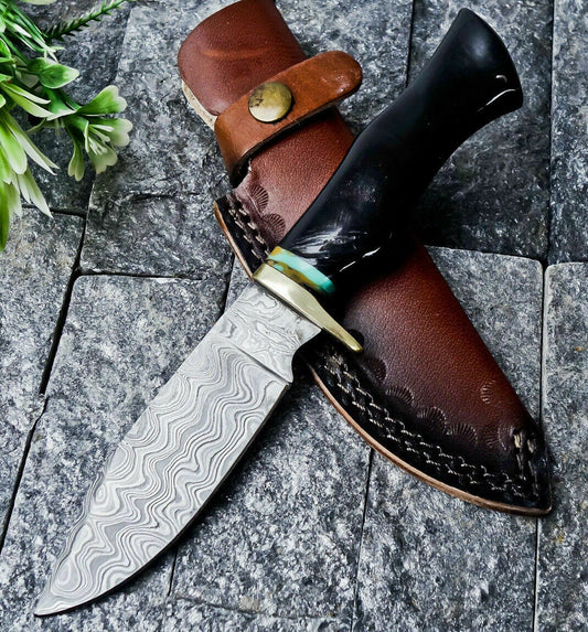 HS-357  '' Custom Handmade Damascus Steel Hunting Full Tang Knife W/Sheath
