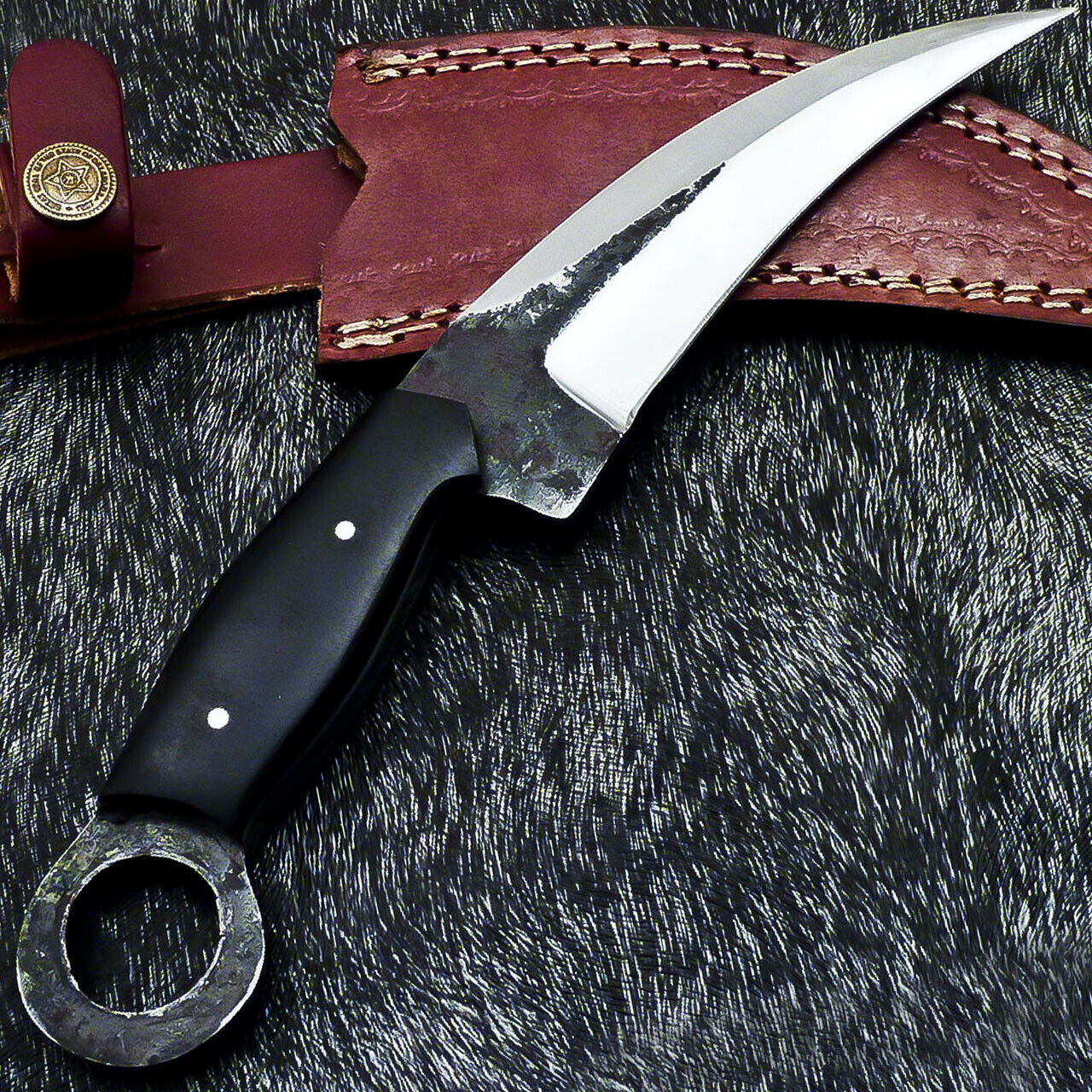 HS-891 Hand Forged Railroad Spike Carbon Steel Blade 11" Karambit Knife