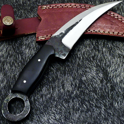HS-891 Hand Forged Railroad Spike Carbon Steel Blade 11" Karambit Knife