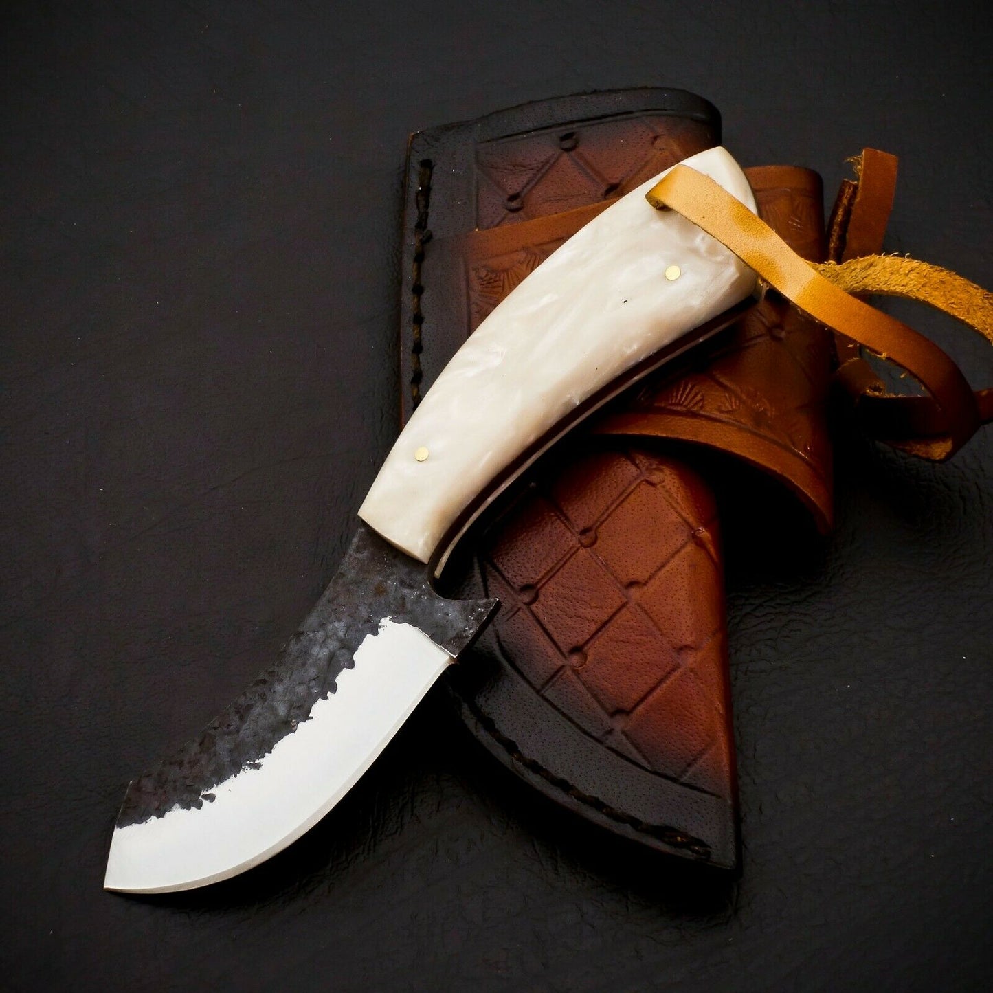 HS-954 Hand Forged Carbon Steel Cowboy Bull Cutter Knife – Full Tang, Gift for Him