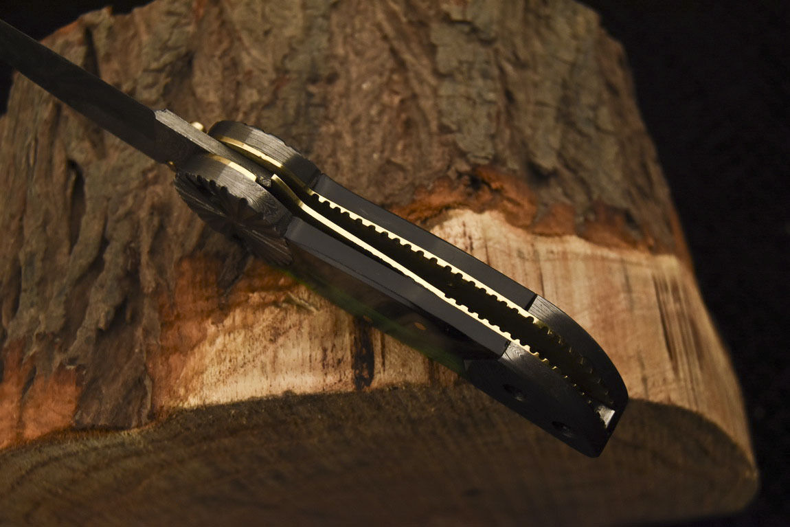 Custom Handmade Damascus Folding/Pocket Knife Liner Lock With Bone Handle