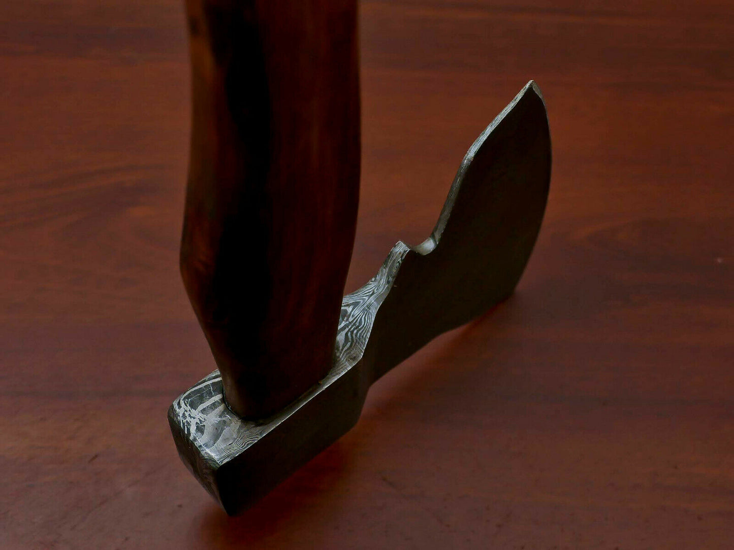 HS-1066 | Custom Handmade Damascus Hand Forged Tomahawk knife, Hatchet, Axe, Integral With Natural Wood