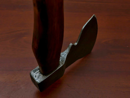 HS-1066 | Custom Handmade Damascus Hand Forged Tomahawk knife, Hatchet, Axe, Integral With Natural Wood